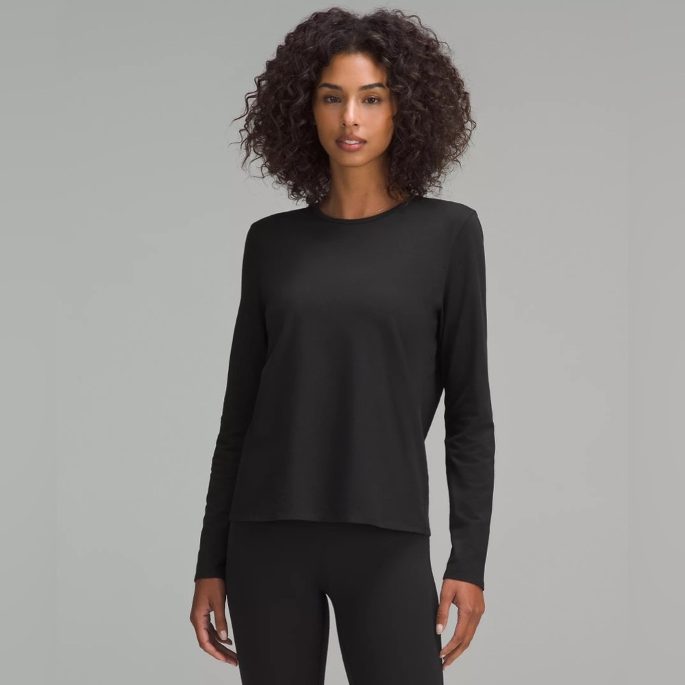 Lululemon Organic Cotton Crewneck Long Sleeve Shirt - Black, Size XXS